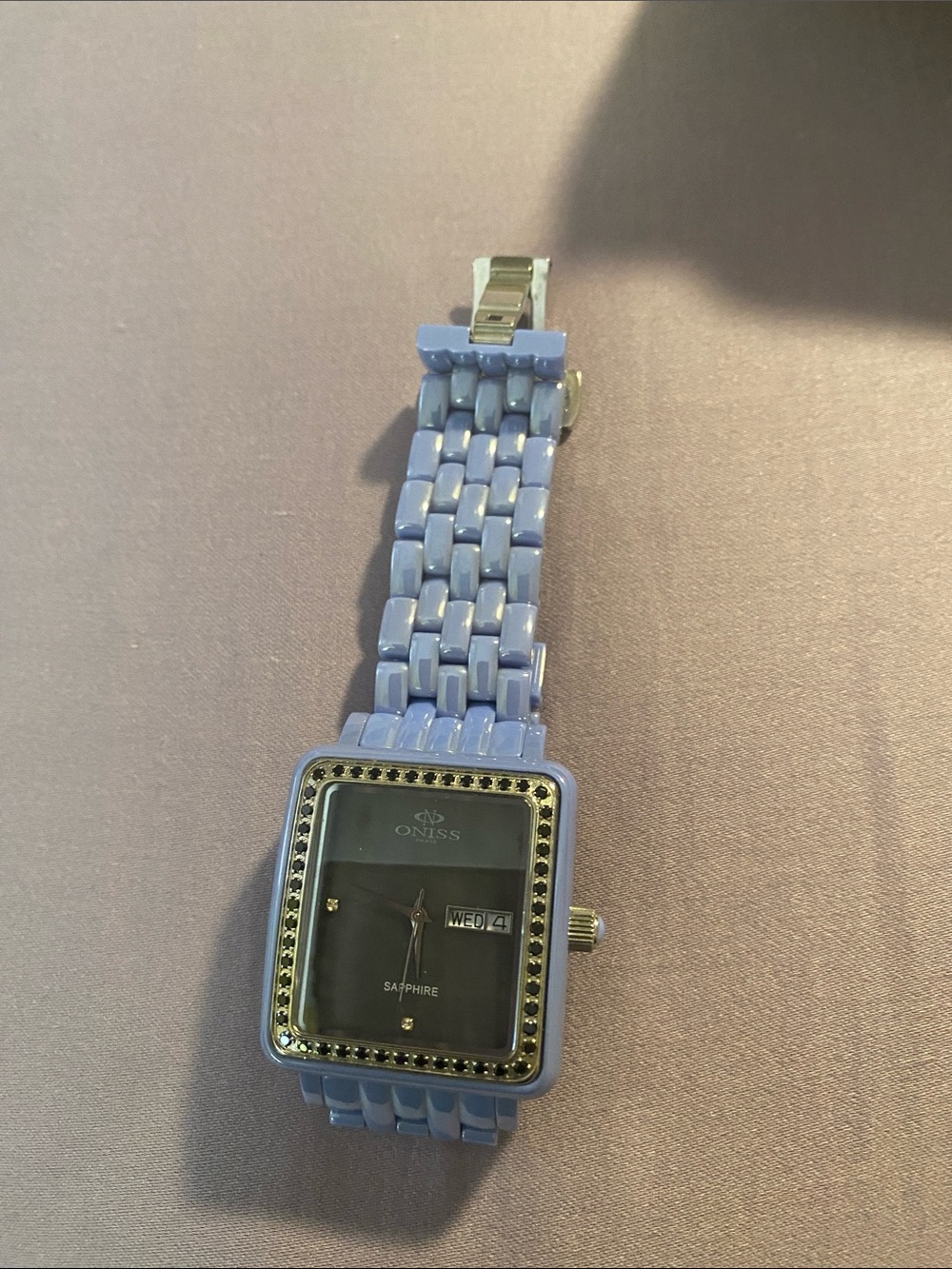 Lavender Ceramic Square Watch with Day-Date